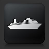 Black Square Button with Ship Icon