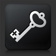 Black Square Button with Old Key N12