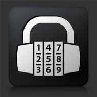 Black Square Button with Combination Lock