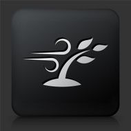 Black Square Button with Nature and Wind