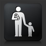 Black Square Button with Father and Children N2