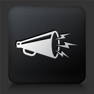 Black Square Button with Megaphone Icon N2