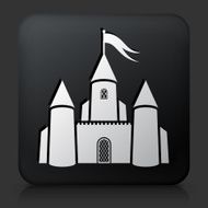 Black Square Button with Castle Icon N4