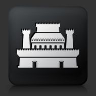Black Square Button with Castle Icon N5