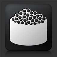 Black Square Button with Caviar Sushi Roll