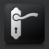 Black Square Button with Doorknob Icon