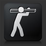 Black Square Button with Construction Worker Icon