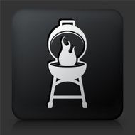 Black Square Button with Barbecue Icon