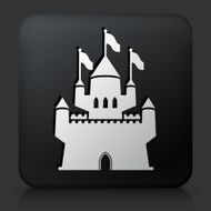 Black Square Button with Castle Icon N6