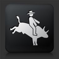 Black Square Button with Bull Riders Icon N3