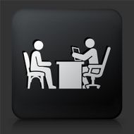 Black Square Button with Interview Icon N2