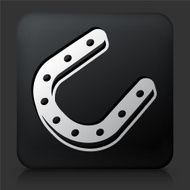 Black Square Button with Horse Shoes Icon