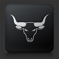 Black Square Button with Bull&#039;s Head Icon