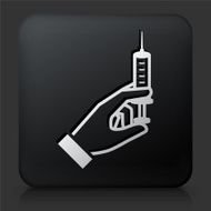 Black Square Button with Syringe Icon