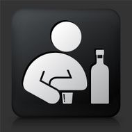 Black Square Button with Drinking Icon N6