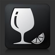 Black Square Button with Drink Glass Icon