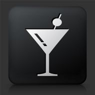 Black Square Button with Drink Glass Icon N2