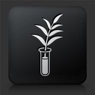 Black Square Button with Growing Plant Icon N2