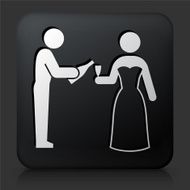 Black Square Button with Marriage Icon