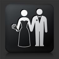 Black Square Button with Marriage Icon N2