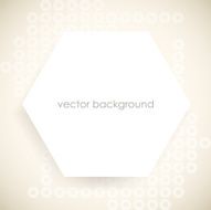 Square light grey abstract background with white hexagon
