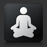 Black Square Button with Person Meditating N2