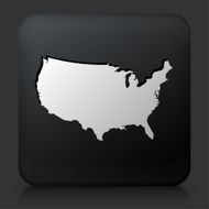 Black Square Button with United States Map N2