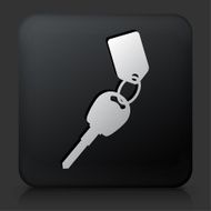 Black Square Button with Key on Keychain