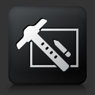 Black Square Button with T-square Ruler and Pencil N2