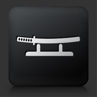 Black Square Button with Katana Sword N2