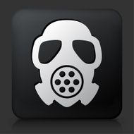 Black Square Button with Gas Mask Icon N2