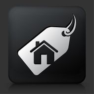 Black Square Button with Price Tag Icon