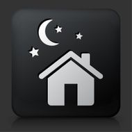 Black Square Button with Home at Night Icon