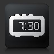 Black Square Button with Morning Alarm Clock Icon