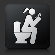 Black Square Button with Sitting on a Toilet Icon