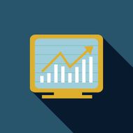 computer chart flat icon with long shadow N2