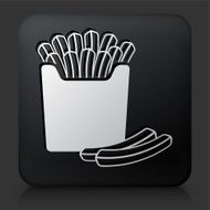 Black Square Button with French Fries Icon N2