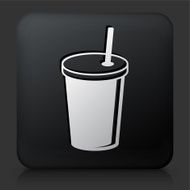 Black Square Button with Soda Drink Icon N2