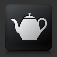 Black Square Button with Tea Pot Icon N3