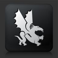 Black Square Button with Dragon Icon