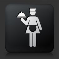 Black Square Button with Maid Carrying Food Icon