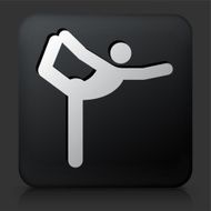 Black Square Button with Yoga Stretch Icon N3