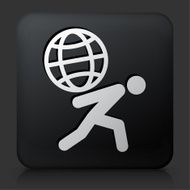 Black Square Button with Carrying Globe Icon