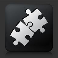 Black Square Button with Jigsaw Icon