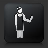 Black Square Button with Butcher Icon