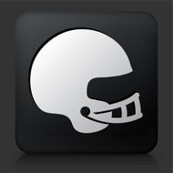 Black Square Button with Football Helmet Icon
