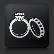 Black Square Button with Wedding Rings Icon