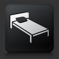 Black Square Button with Bed Icon