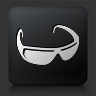 Black Square Button with Sunglasses Icon
