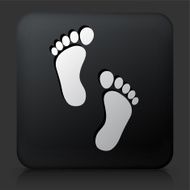 Black Square Button with Foot Prints Icon